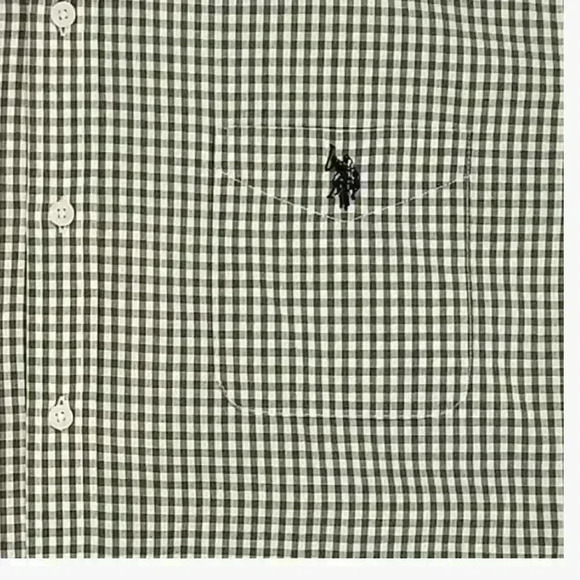 U.S. Polo Assn. Mens Gingham Long Sleeve Button-Down Woven Shirt, Large - Picture 2 of 6
